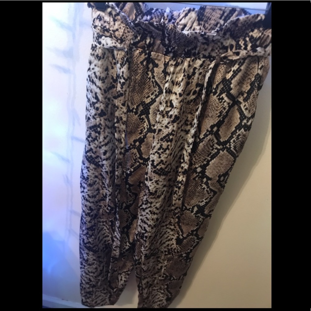 High Waisted Snake Print Pants